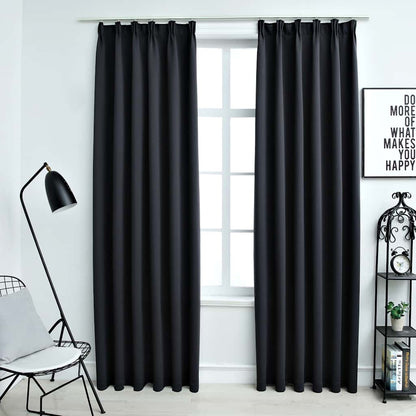 vidaXL Verdunkelungsvorhänge mit Haken 2 Stk. Schwarz 140x245cm