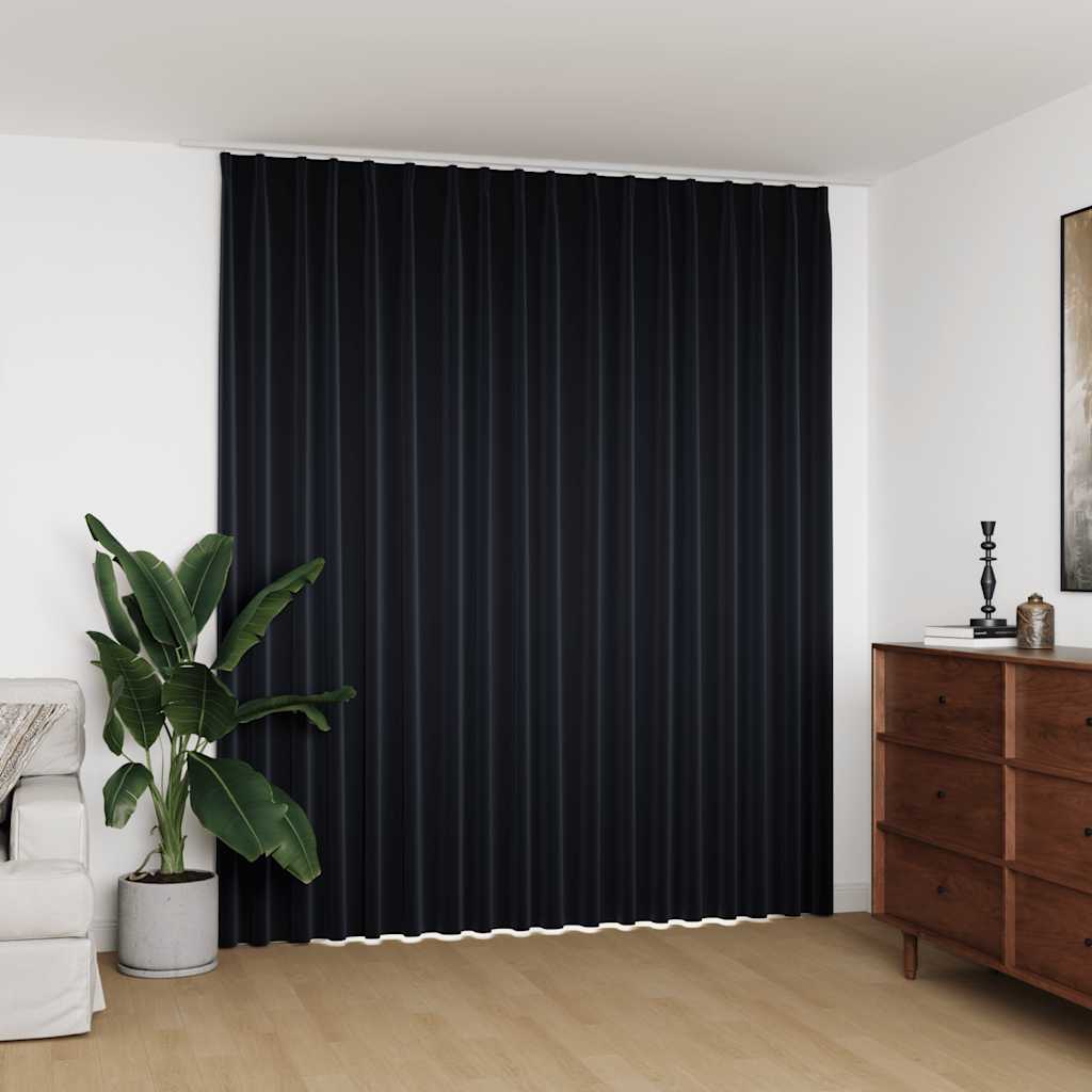 vidaXL Rideau occultant avec crochets Noir 290 x 245 cm