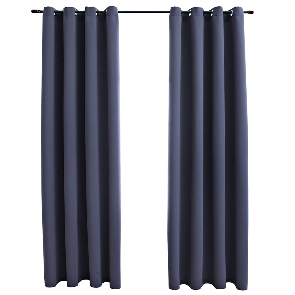 vidaXL Rideaux occultants à œillets 2 pcs Anthracite 140x245cm