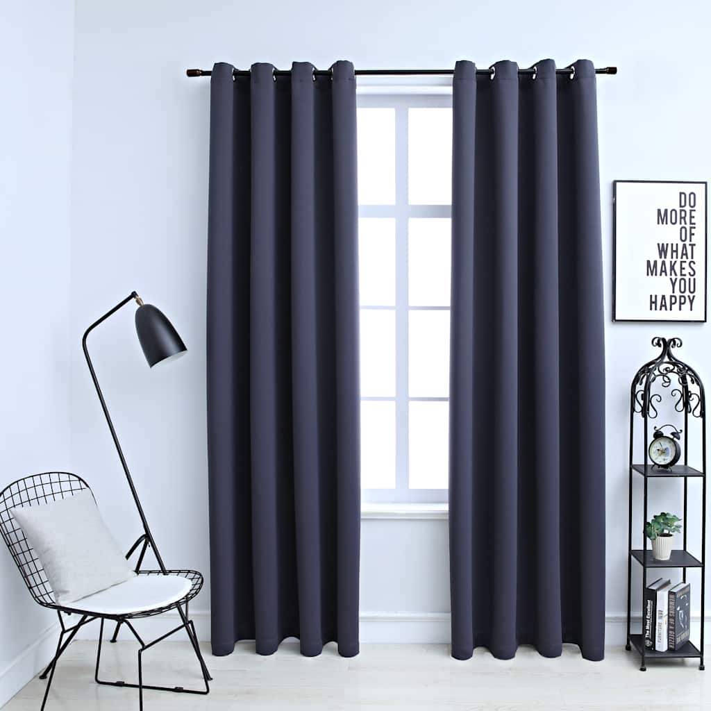 vidaXL Rideaux occultants à œillets 2 pcs Anthracite 140x245cm