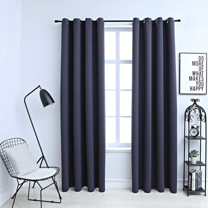 vidaXL Rideaux occultants à œillets 2 pcs Anthracite 140x245cm