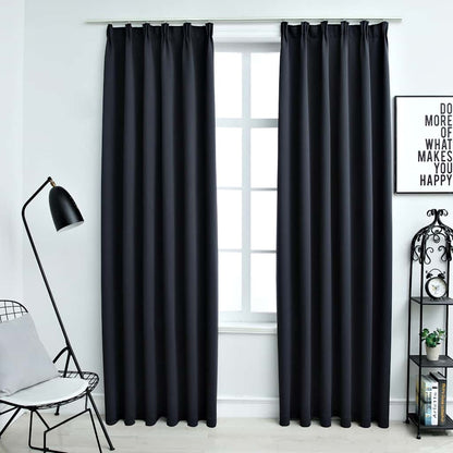 vidaXL Rideaux occultants avec crochets 2 pcs Anthracite 140x175 cm