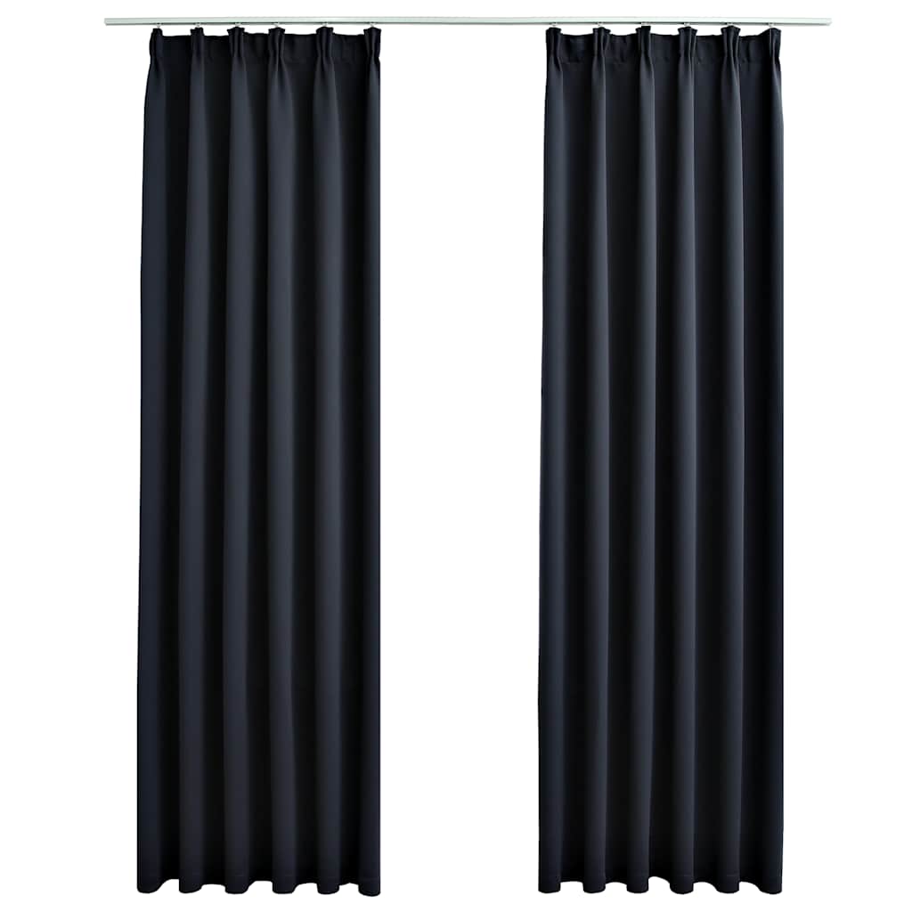vidaXL Rideaux occultants avec crochets 2 pcs Anthracite 140x225cm