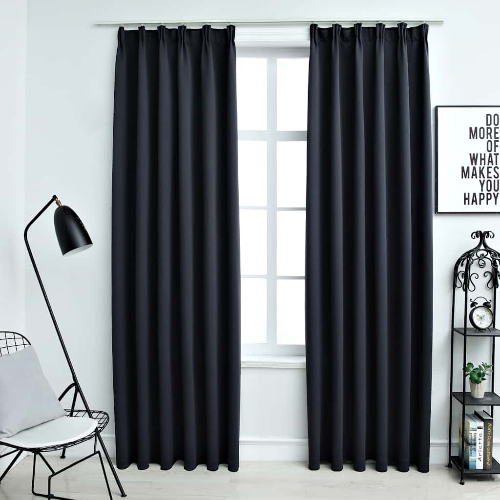 vidaXL Rideaux occultants avec crochets 2 pcs Anthracite 140x225cm