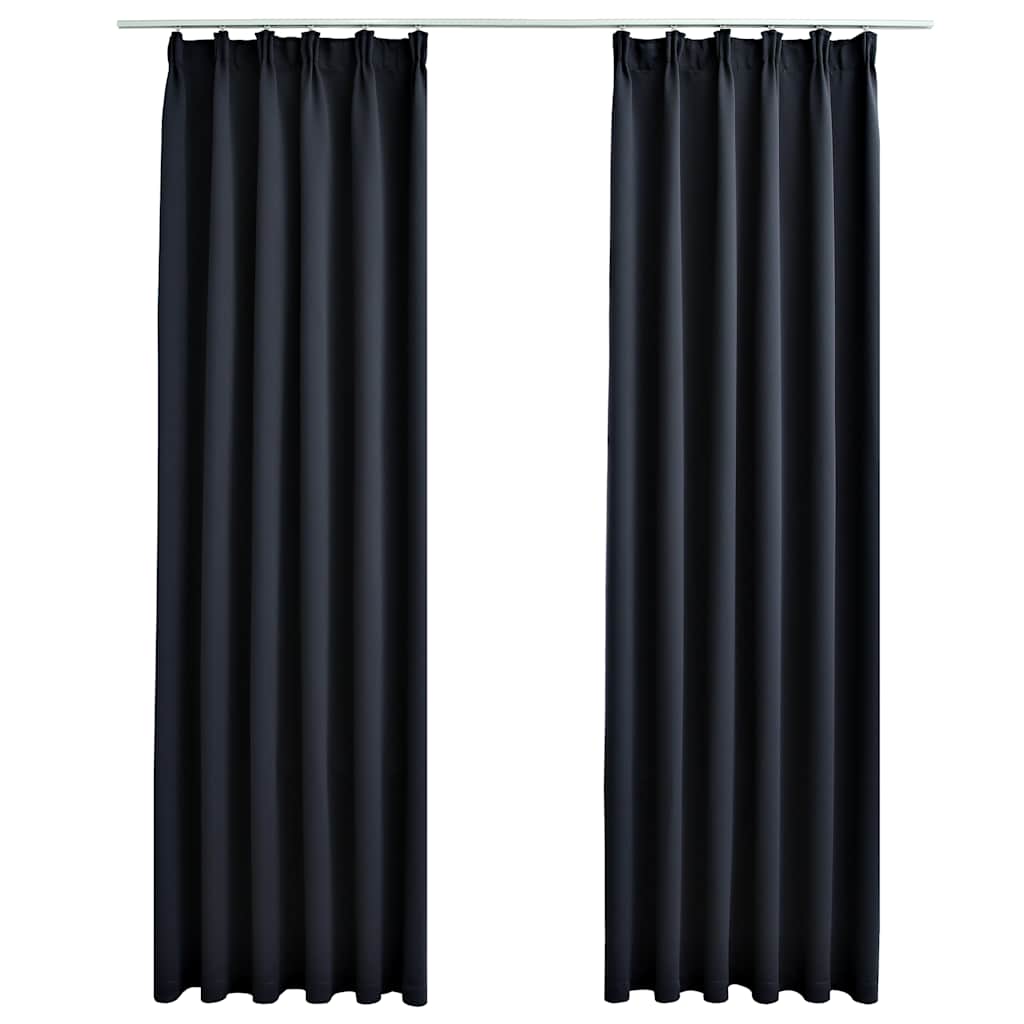 vidaXL Rideaux occultants à crochets 2 pcs Anthracite 140x245 cm