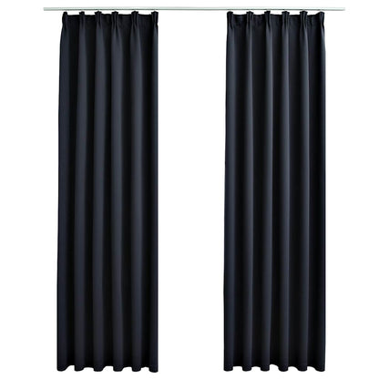 vidaXL Rideaux occultants à crochets 2 pcs Anthracite 140x245 cm