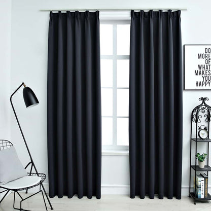 vidaXL Rideaux occultants à crochets 2 pcs Anthracite 140x245 cm