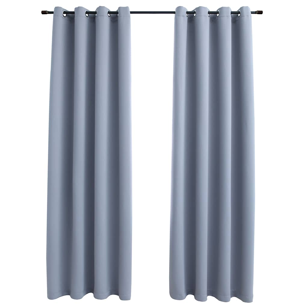 vidaXL Rideaux occultants à œillets métalliques 2 pcs Gris 140x225cm