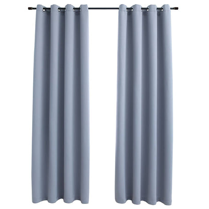 vidaXL Rideaux occultants à œillets métalliques 2 pcs Gris 140x225cm