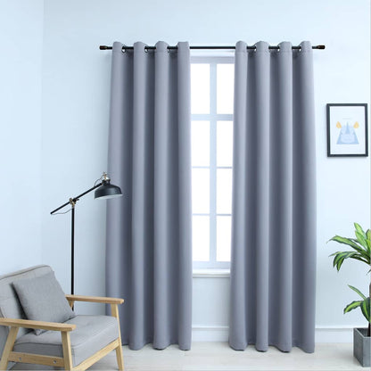 vidaXL Rideaux occultants à œillets métalliques 2 pcs Gris 140x225cm