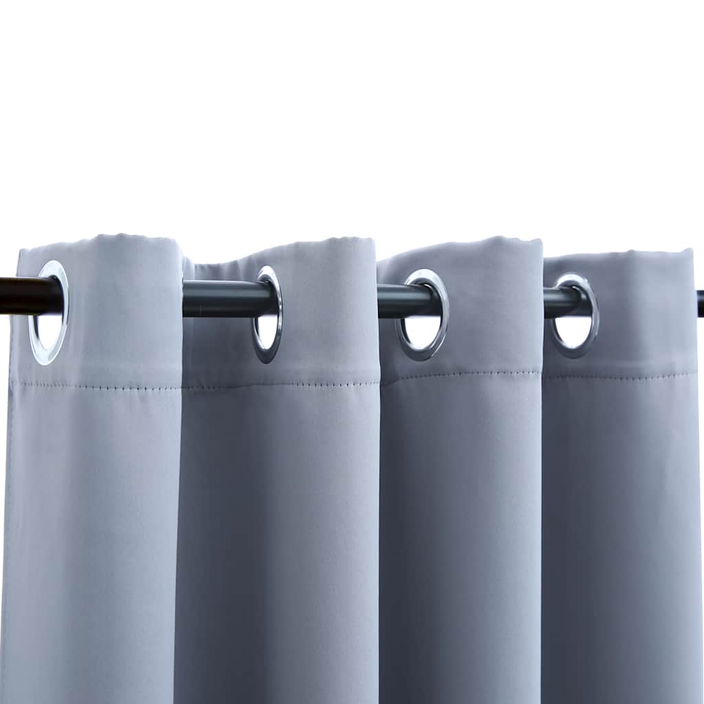 vidaXL Rideaux occultants à œillets 2 pcs Gris 140x245 cm