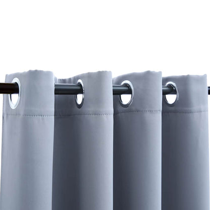 vidaXL Rideaux occultants à œillets 2 pcs Gris 140x245 cm