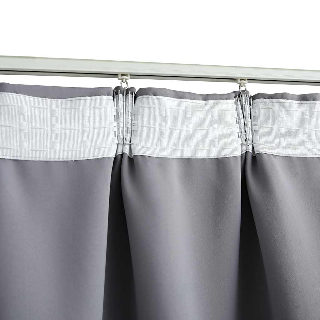 vidaXL Rideaux occultants avec crochets 2 pcs Gris 140x175cm