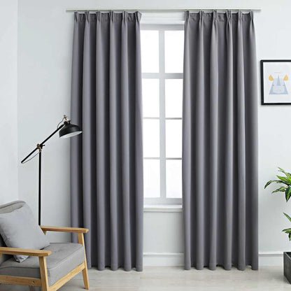 vidaXL Rideaux occultants avec crochets 2 pcs Gris 140x175cm