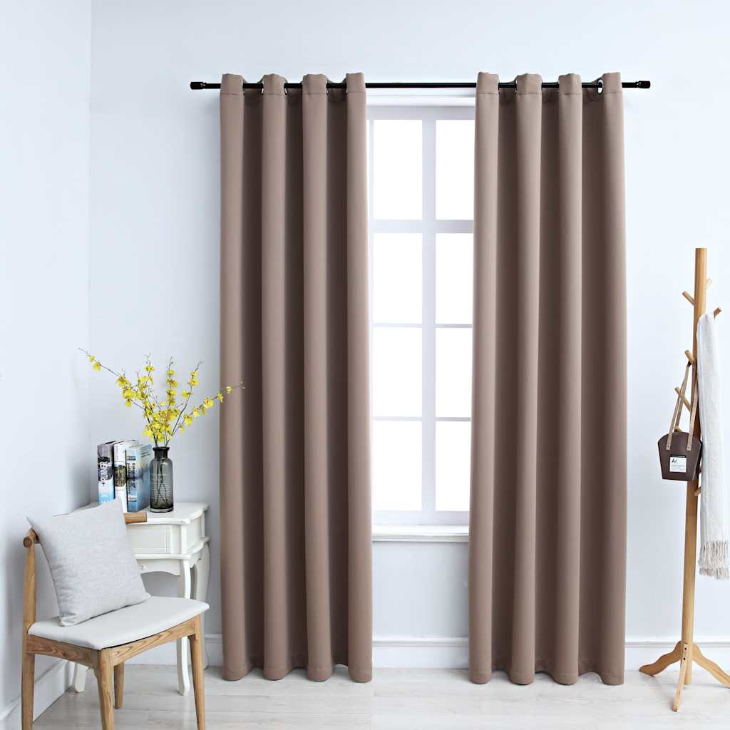 vidaXL Rideaux occultants avec œillets 2 pcs Taupe 140x225 cm