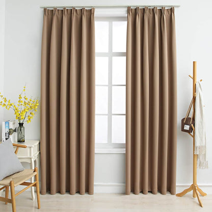 vidaXL Rideaux occultants avec crochets 2 pcs Taupe 140x225cm