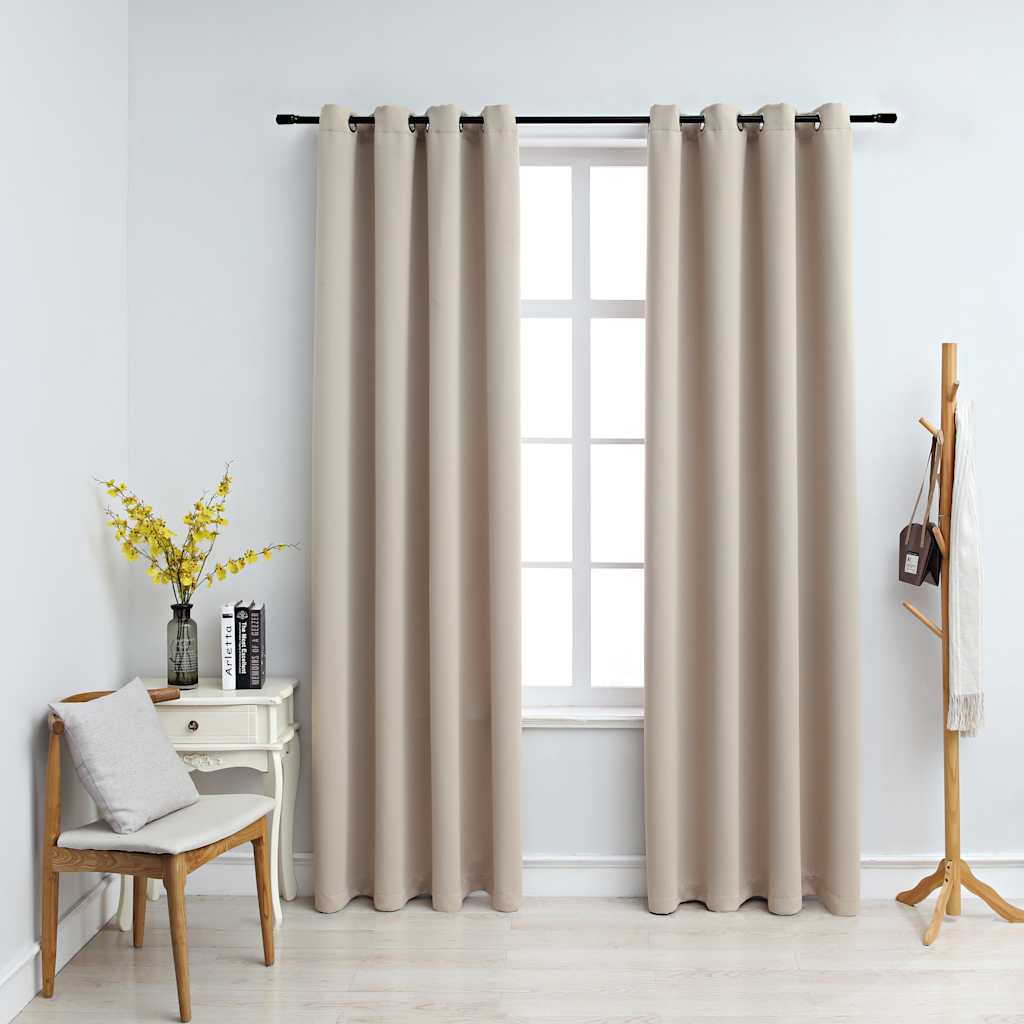 vidaXL Verdunkelungsvorhänge mit Metallösen 2 Stk. Beige 140x245 cm