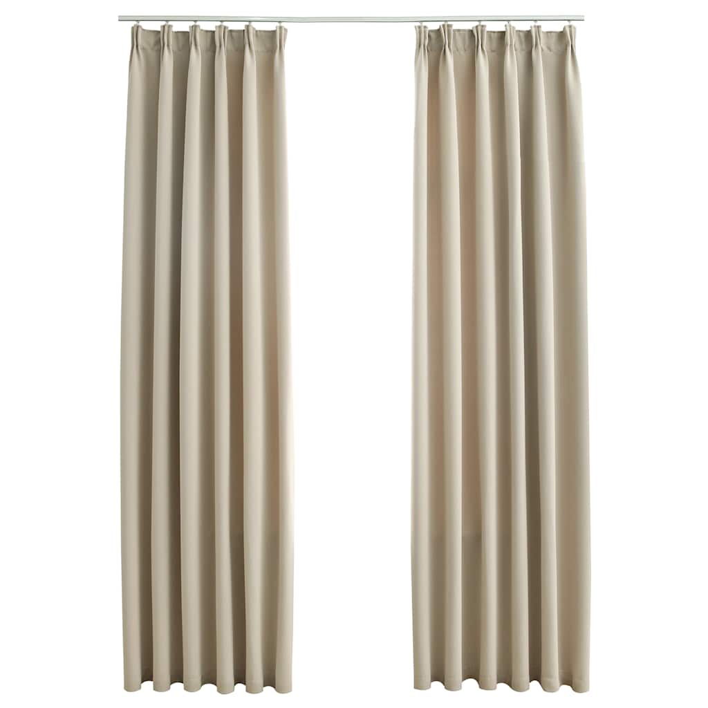 vidaXL Rideaux occultants avec crochets 2 pcs Beige 140x175cm