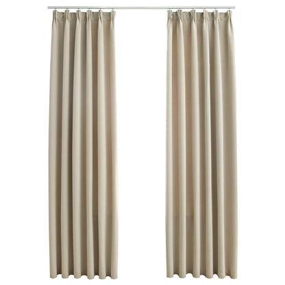 vidaXL Rideaux occultants avec crochets 2 pcs Beige 140x175cm