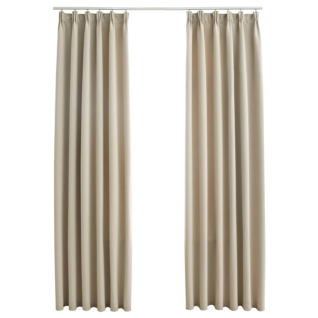 vidaXL Rideaux occultants avec crochets 2 pcs Beige 140x225 cm