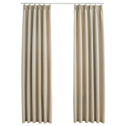 vidaXL Rideaux occultants avec crochets 2 pcs Beige 140x225 cm