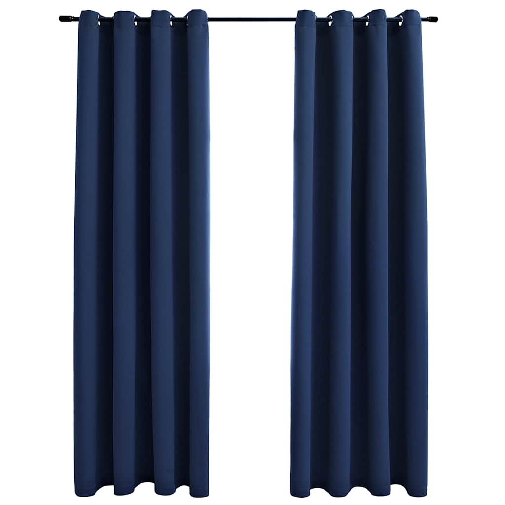 vidaXL Verdunkelungsvorhänge mit Metallösen 2 Stk. Blau 140x225cm