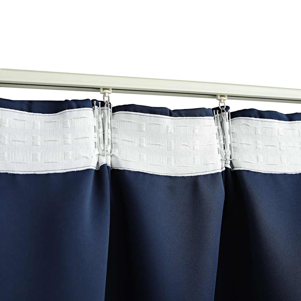vidaXL Rideaux occultants avec crochets 2 pcs Bleu 140x175 cm