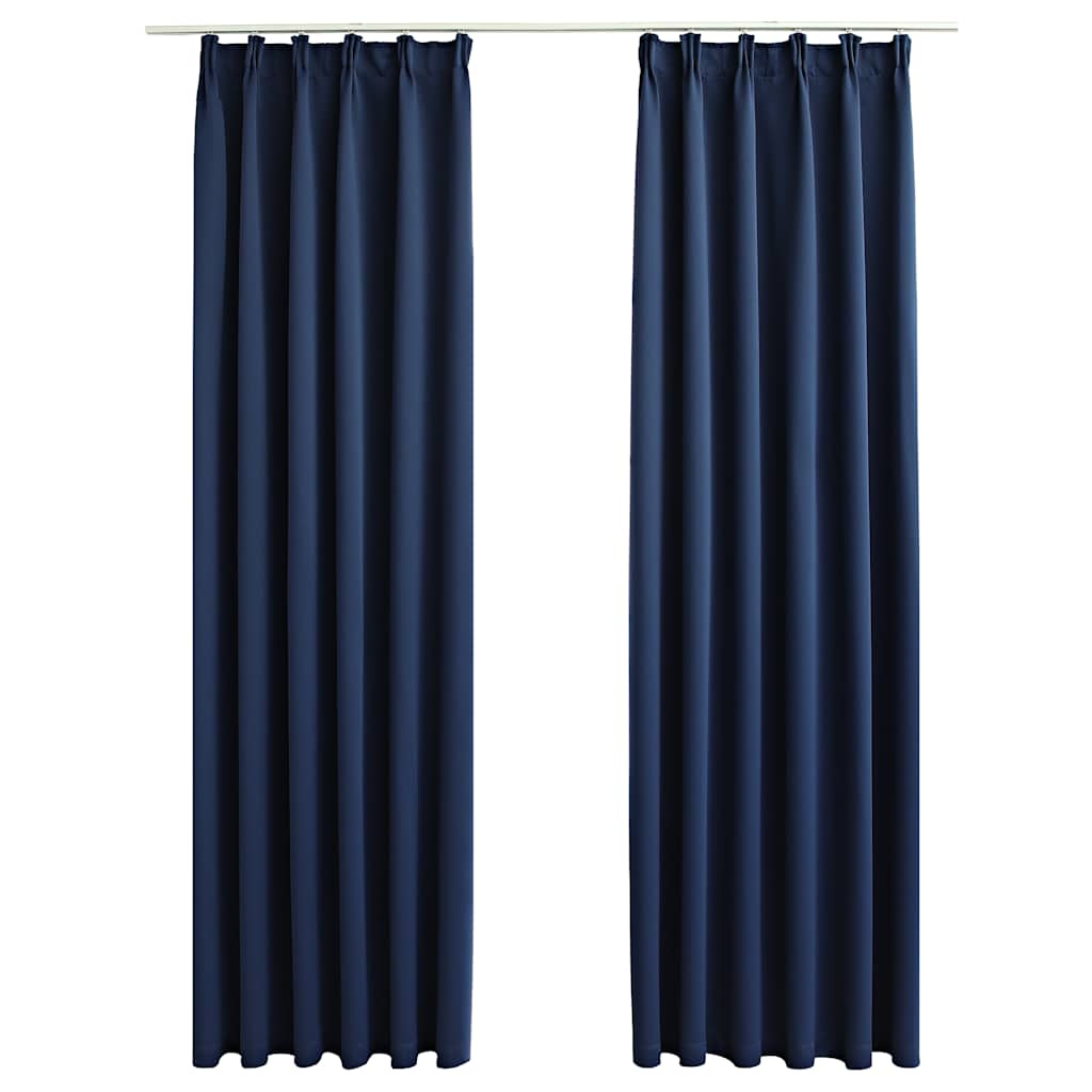 vidaXL Rideaux occultants à crochets 2 pcs Bleu 140x225 cm