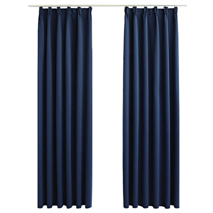 vidaXL Rideaux occultants à crochets 2 pcs Bleu 140x225 cm