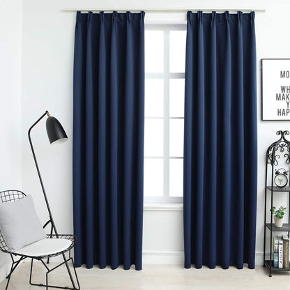 vidaXL Rideaux occultants à crochets 2 pcs Bleu 140x225 cm