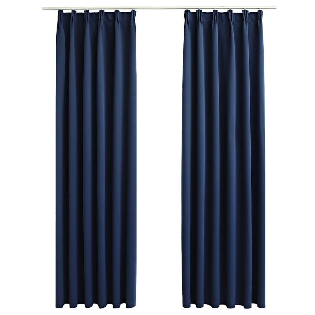 vidaXL Rideaux occultants avec crochets 2 pcs Bleu 140x245 cm