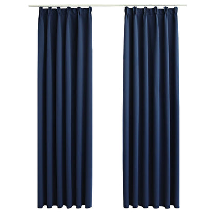 vidaXL Rideaux occultants avec crochets 2 pcs Bleu 140x245 cm