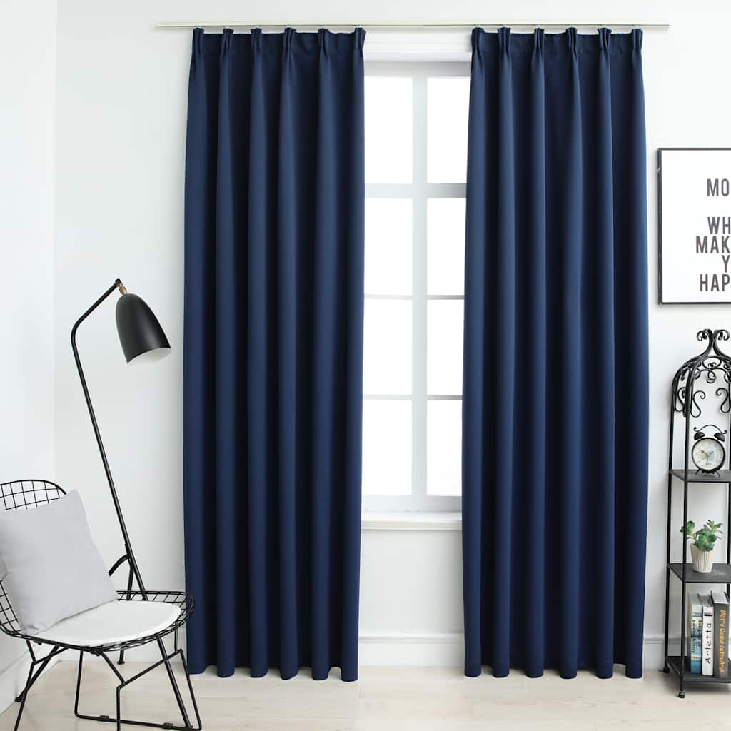 vidaXL Rideaux occultants avec crochets 2 pcs Bleu 140x245 cm