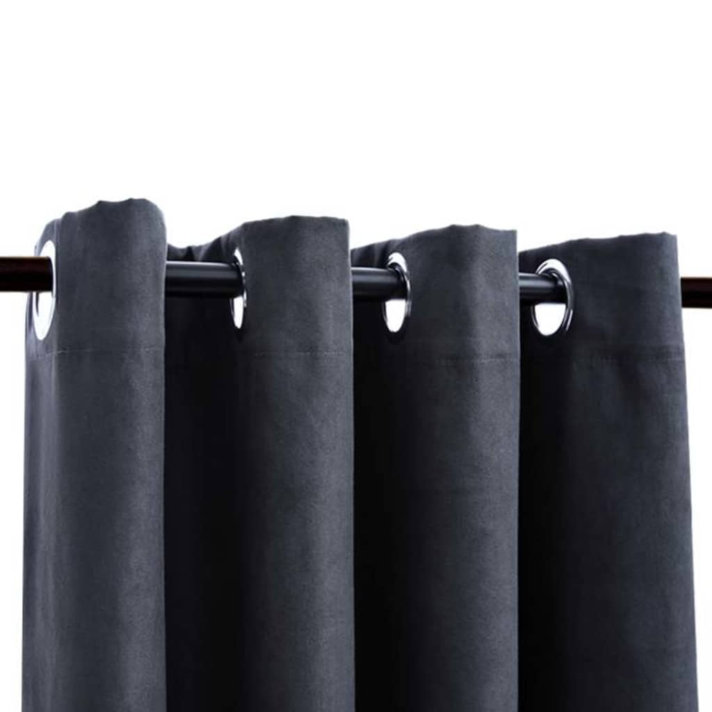 vidaXL Rideaux occultants à œillets 2 pcs Anthracite 140x175 cm