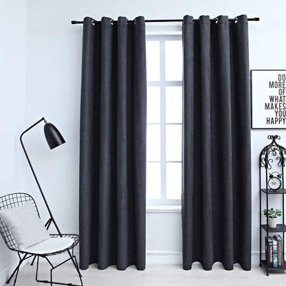 vidaXL Rideaux occultants à œillets 2 pcs Anthracite 140x245 cm