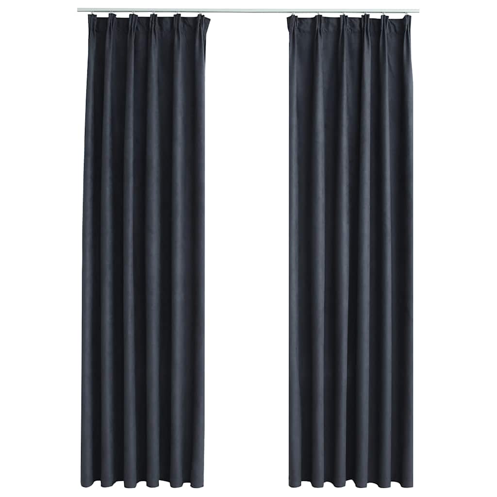 vidaXL Rideaux occultants avec crochets 2 pcs Anthracite 140x175 cm
