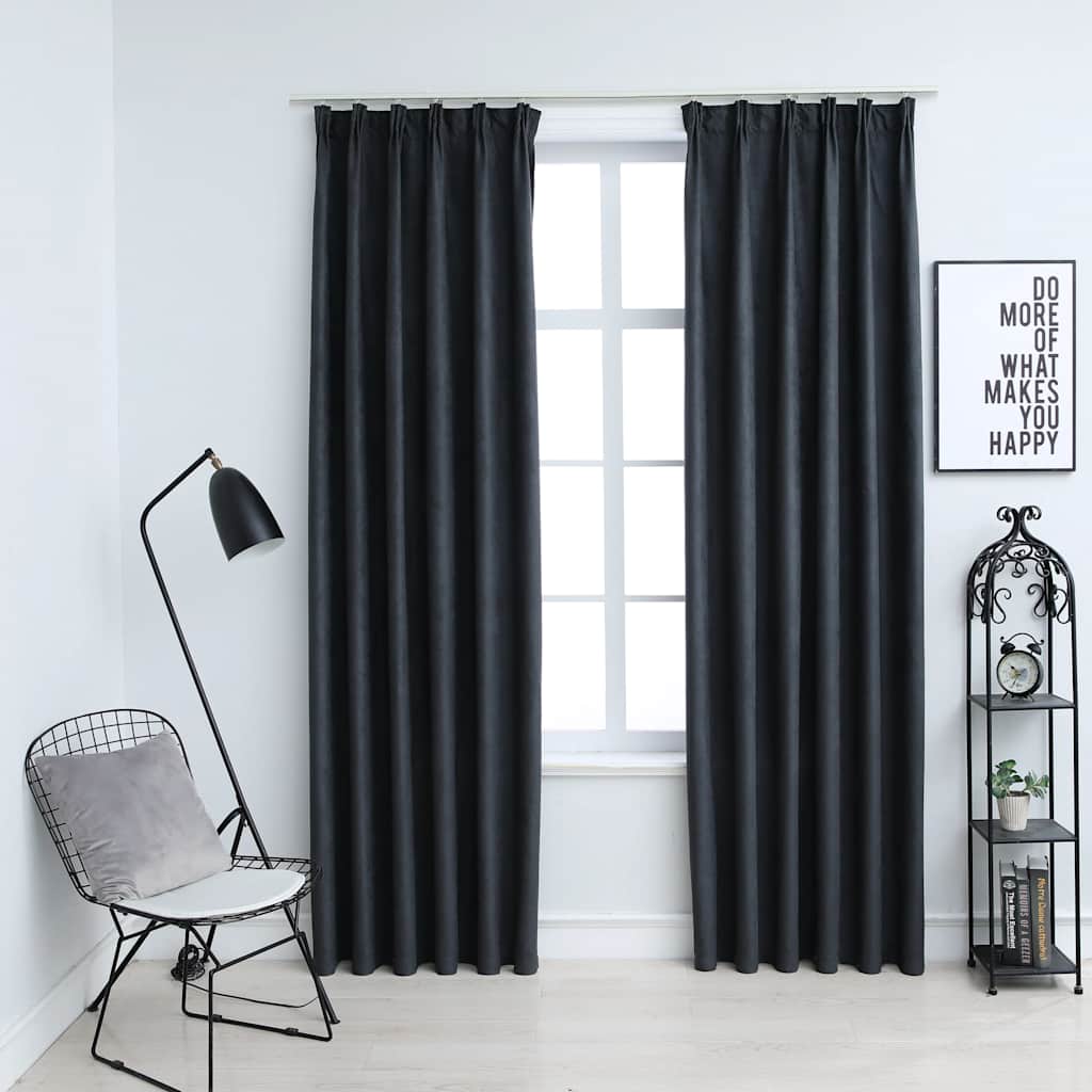 vidaXL Rideaux occultants avec crochets 2 pcs Anthracite 140x175 cm