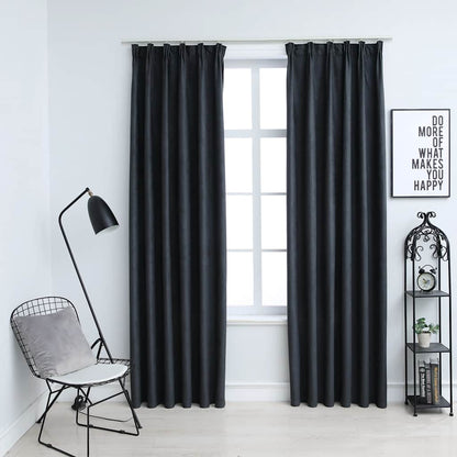 vidaXL Rideaux occultants avec crochets 2 pcs Anthracite 140x175 cm