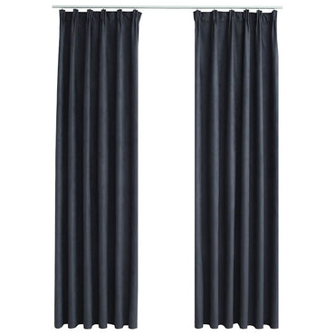 vidaXL Rideaux occultants avec crochets 2 pcs Anthracite 140x225 cm