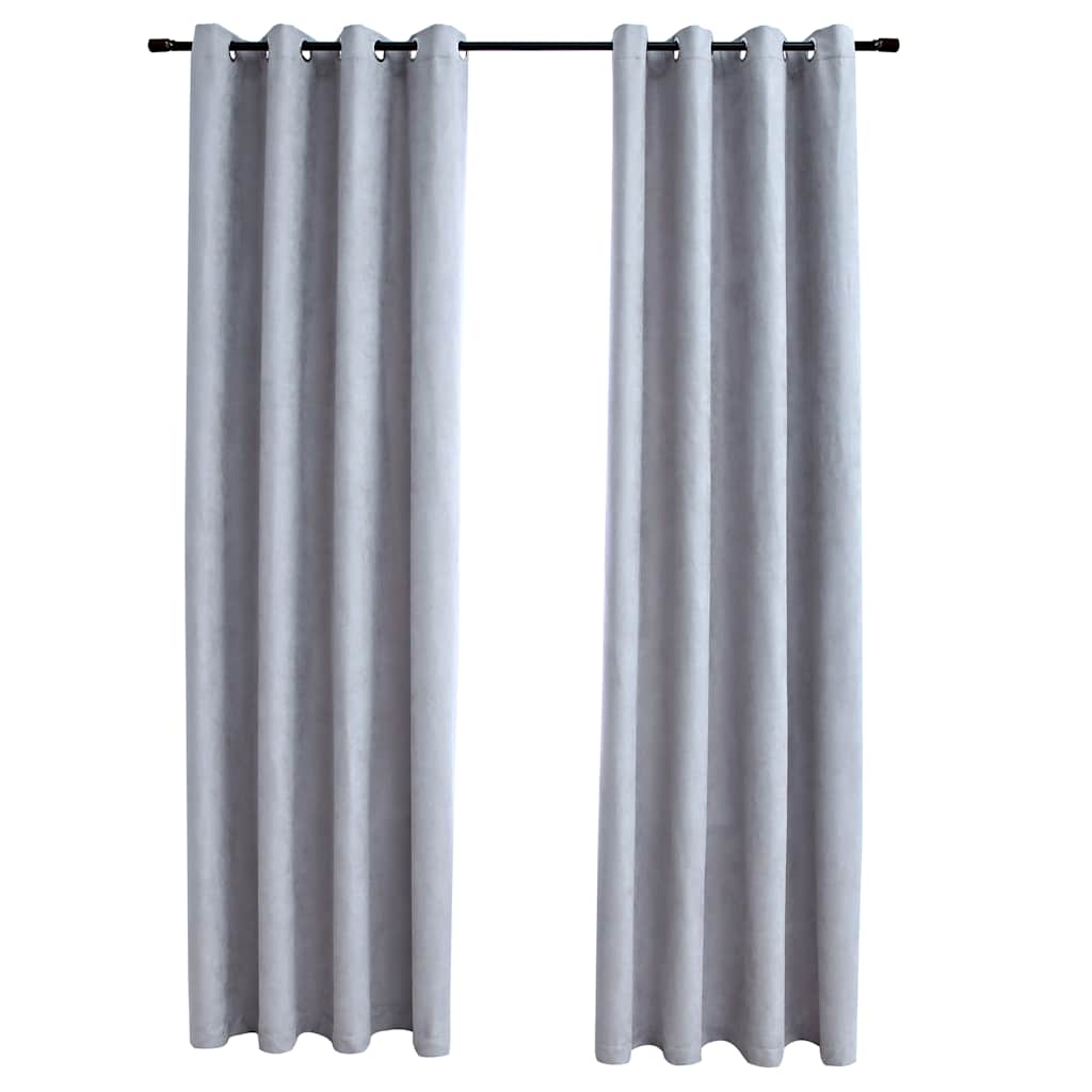 vidaXL Rideaux occultants à œillets métalliques 2 pcs Gris 140x175 cm
