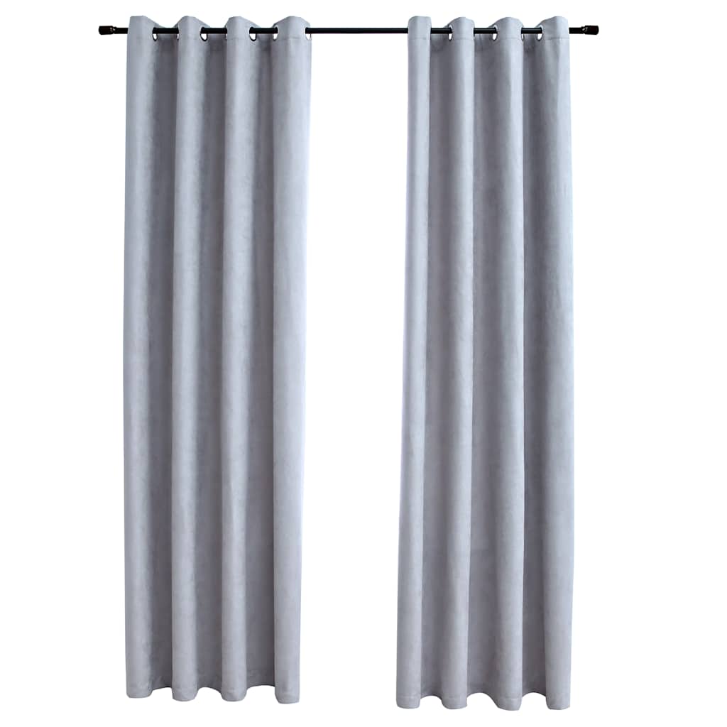 vidaXL Rideaux occultants à œillets 2 pcs Gris 140x225 cm
