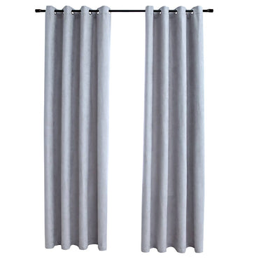 vidaXL Rideaux occultants à œillets 2 pcs Gris 140x225 cm