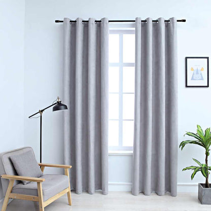 vidaXL Rideaux occultants à œillets 2 pcs Gris 140x225 cm