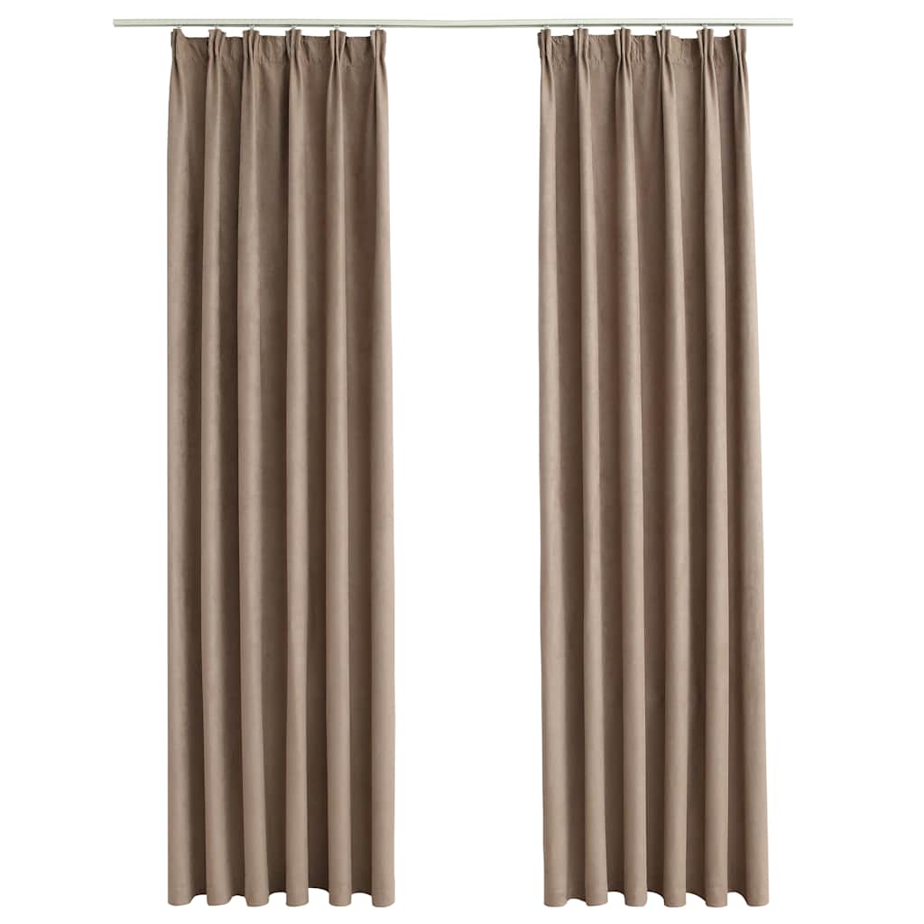 vidaXL Rideaux occultants avec crochets 2 pcs Taupe 140x225 cm