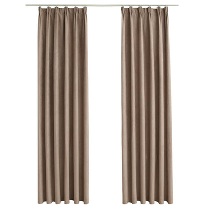 vidaXL Rideaux occultants avec crochets 2 pcs Taupe 140x225 cm