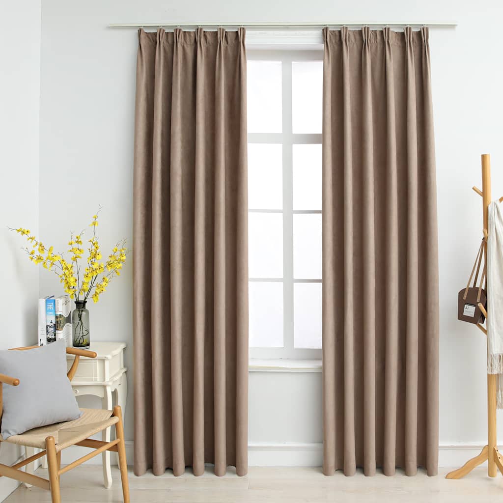 vidaXL Rideaux occultants avec crochets 2 pcs Taupe 140x245 cm