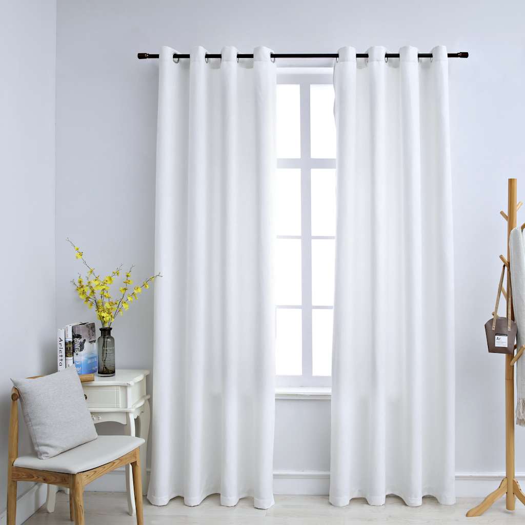 vidaXL Rideaux occultants à œillets 2 pcs Blanc-gris 140x175 cm