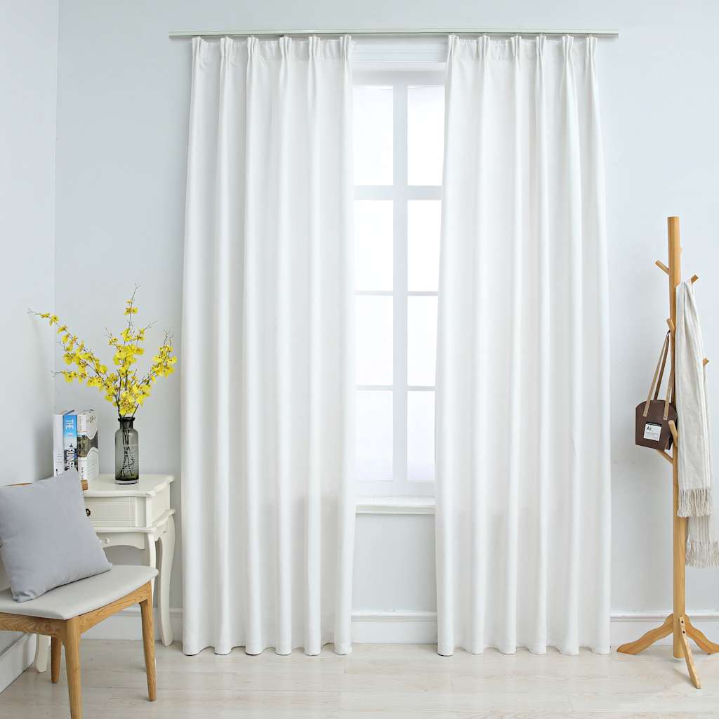 vidaXL Rideaux occultants avec crochets 2 pcs Blanc gris 140x225 cm