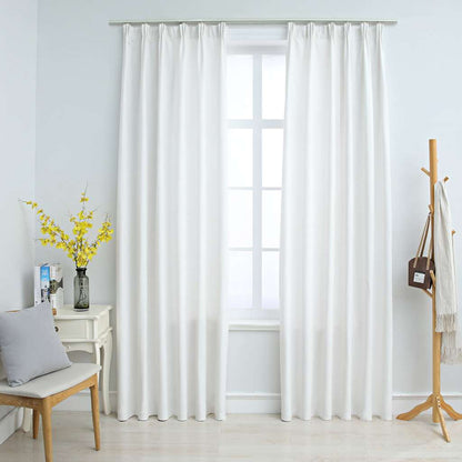 vidaXL Rideaux occultants avec crochets 2 pcs Blanc gris 140x225 cm