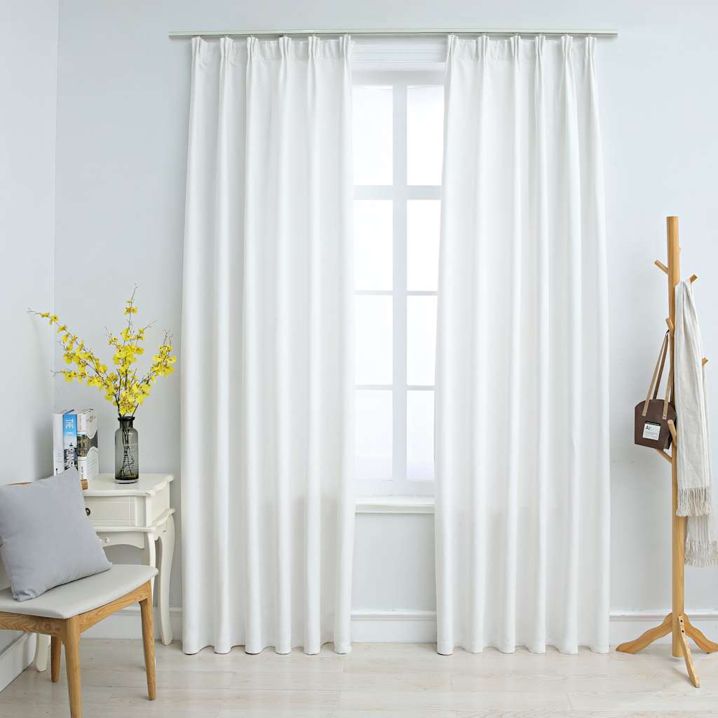 vidaXL Rideaux occultants à crochets 2 pcs Gris-blanc 140x245 cm